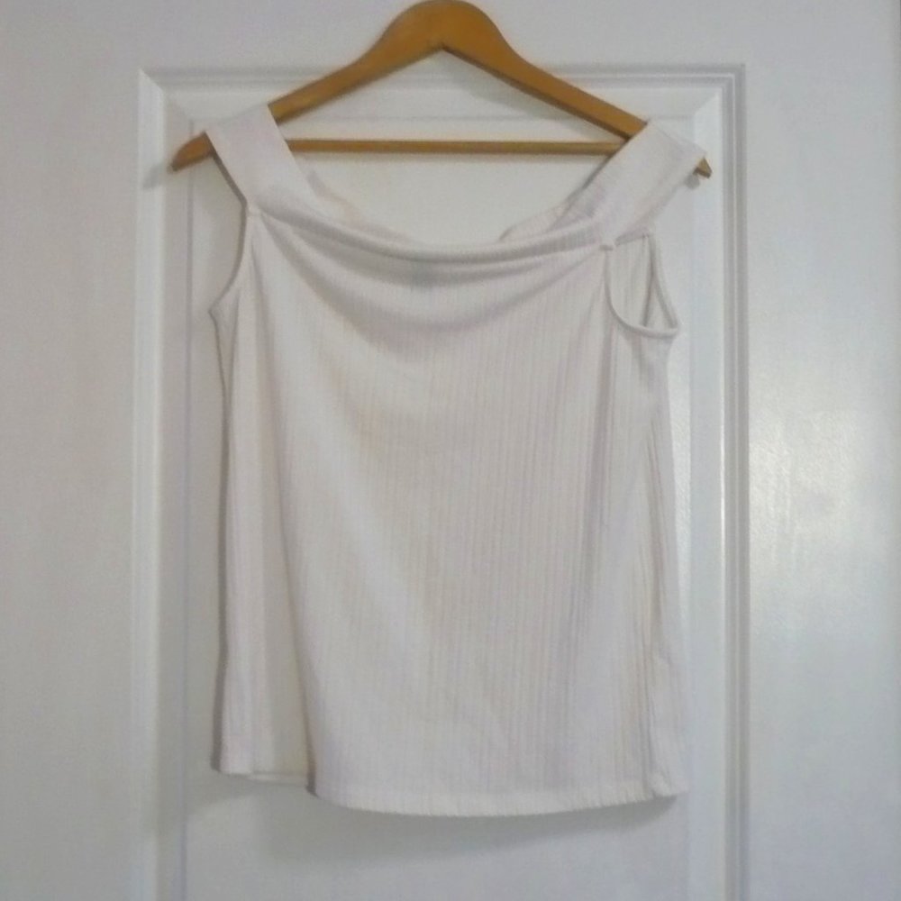 Gentle Fawn White Cold Shoulder Top Rayon Blend Size L - Picture 3 of 8